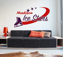 Load image into Gallery viewer, Figure skating Custom name wall decal, personalized sticker, personalized decal Girl, wall sticker Figure skater decor, Skates vinyl sticker