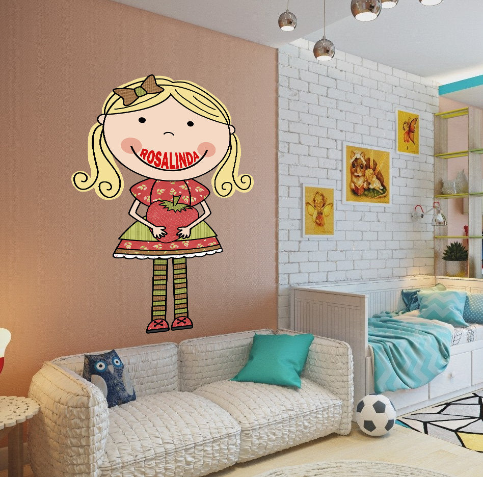Baby Wall decal art stickers Girl, Wall sticker Girl decor, Strawberry vinyl sticker, stickers Girl Strawberry decal Girlie