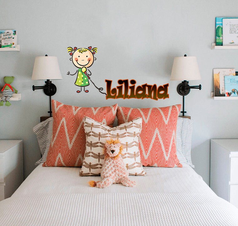 Girl Microphone Custom name wall decal, personalized sticker, personalized decal, wall sticker Girl mike decor, Girl vinyl sticker Girl