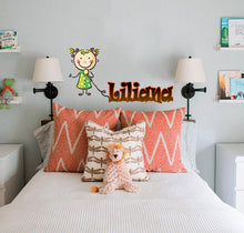 Load image into Gallery viewer, Girl Microphone Custom name wall decal, personalized sticker, personalized decal, wall sticker Girl mike decor, Girl vinyl sticker Girl