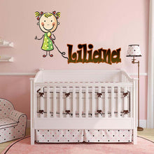 Load image into Gallery viewer, Girl Microphone Custom name wall decal, personalized sticker, personalized decal, wall sticker Girl mike decor, Girl vinyl sticker Girl