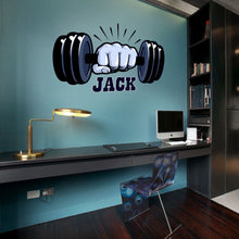 Load image into Gallery viewer, Dumbbell Custom name wall decal, Barbell- Customized Vinyl Wall Decal Fitness for a gym, Dumbbell Gym Wall Decal- GD607