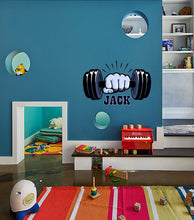 Load image into Gallery viewer, Dumbbell Custom name wall decal, Barbell- Customized Vinyl Wall Decal Fitness for a gym, Dumbbell Gym Wall Decal- GD607
