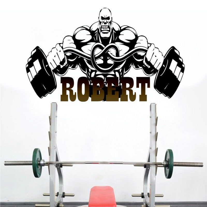 Bodybuilder Gym Fitness Coach Sport Muscles Wall Stickers Vinyl Weightlifting Dumbbells Decal Murals Artwork Home Decor Gym Club-GD609