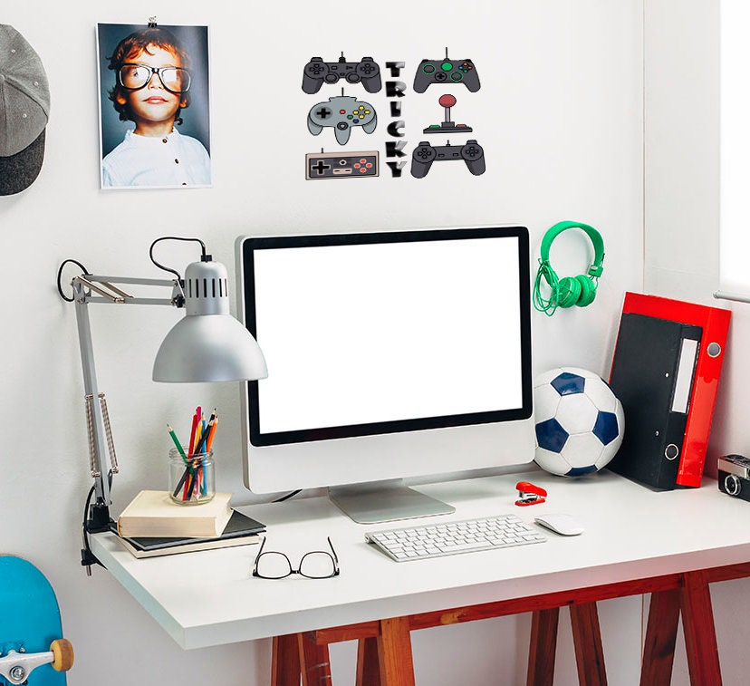 Wall Vinyl Decal Home Decor Art Sticker 3D Personalized Name Boy Girl Gamer Controller Video Game Studio Teen Nursery Play Room Decal- GD612