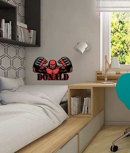 Custom Boxer Wall Decal Personalized Sports Vinyl Sticker Boxing Gym Kids Room Decor, Personalized Sport Wall Decals Boxing Boxer - GD613