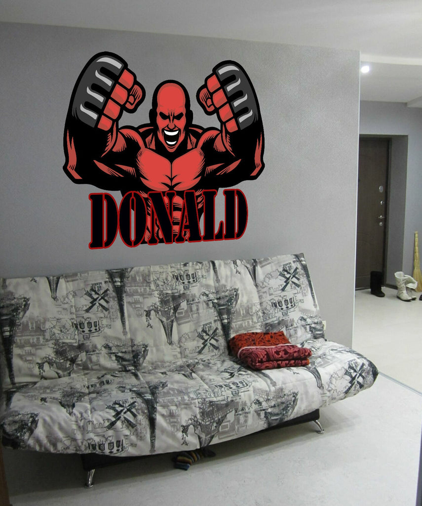 Custom Boxer Wall Decal Personalized Sports Vinyl Sticker Boxing Gym Kids Room Decor, Personalized Sport Wall Decals Boxing Boxer - GD613