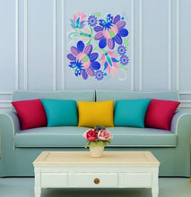 Load image into Gallery viewer, Wall decal art stickers Boho Flowers, Wall sticker Bohemian style decor, Boho Rose vinyl sticker baby stickers Bouquet decal Boho Rose-GD617