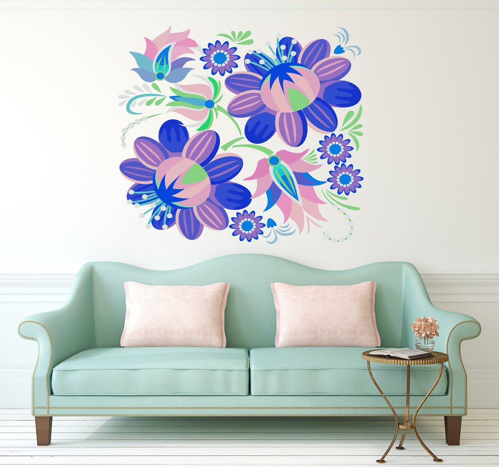 Wall decal art stickers Boho Flowers, Wall sticker Bohemian style decor, Boho Rose vinyl sticker baby stickers Bouquet decal Boho Rose-GD617