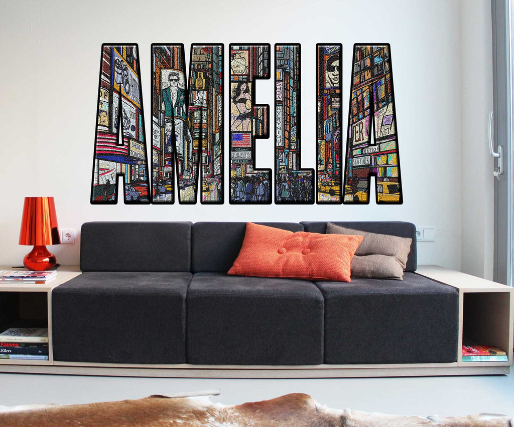 NY City Custom name wall decal, personalized sticker, personalized decal, wall sticker Manhattan decor, win vinyl sticker New York Manhattan