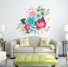 Load image into Gallery viewer, Vintage Peony Wall Decal Flowers Leaves Peel Stick Wall Decal Sticker, Living Room Wall Decor, Custom Stickers Art-GD623