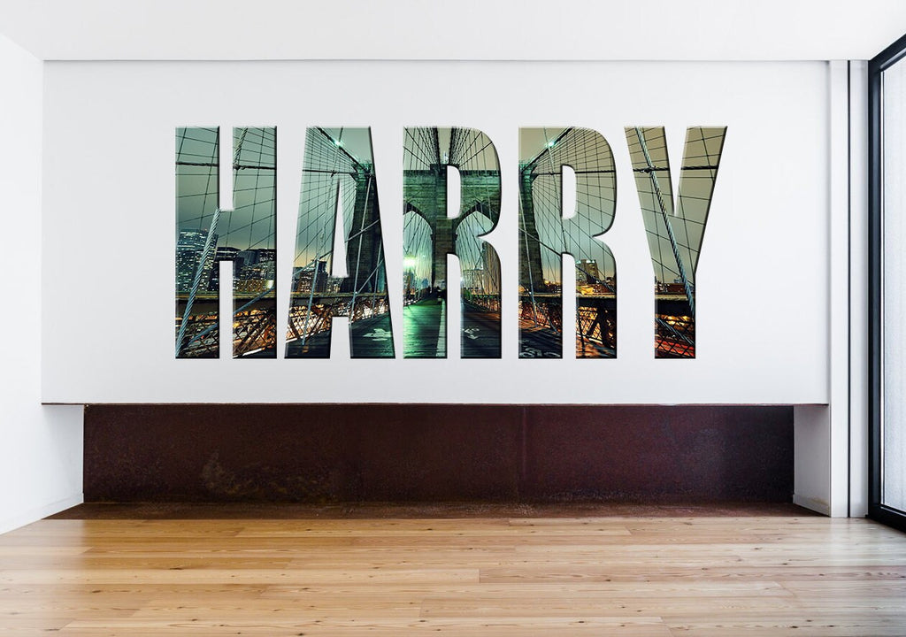 NY City Custom name wall decal, personalized sticker, personalized decal, wall sticker NY Bridge decor, win vinyl sticker New York Bridge