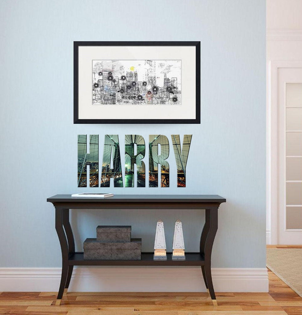 NY City Custom name wall decal, personalized sticker, personalized decal, wall sticker NY Bridge decor, win vinyl sticker New York Bridge