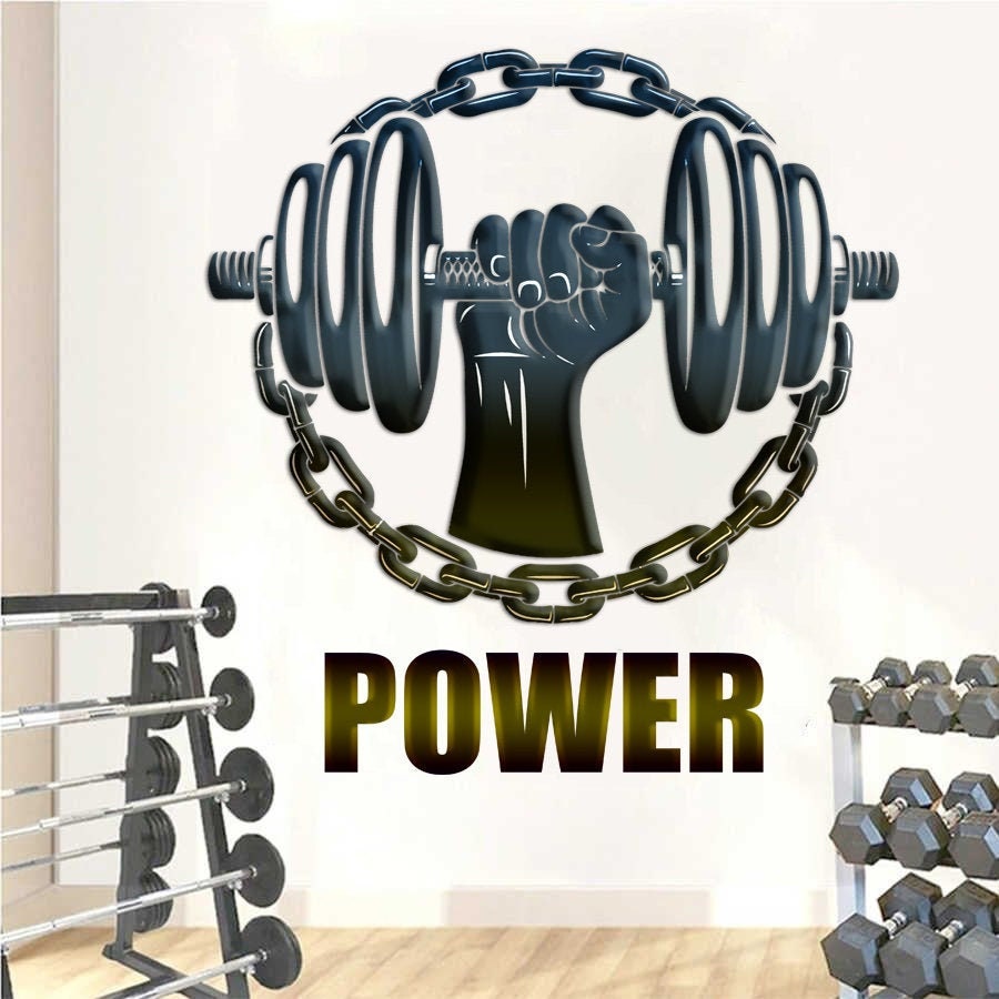 Large Vinyl Wall Decal Hand Dumbbell Bodybuilding Fitness Sport Gym Stickers Large Decor, Customized Vinyl Wall Decal Fitness-GD625