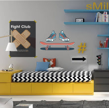 Load image into Gallery viewer, Skateboard wall decal, Skater Wall Decal Art Decor Smashed Sport Skateboard Sticker Mural Kids Room Custom Gift - GD741
