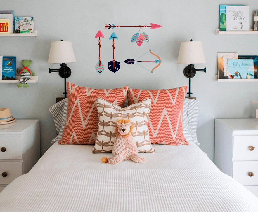 Wall decal art stickers Boho Arrow,Delicate Inspiring Feather Arrows Vinyl Decal Sticker, Boho vinyl sticker Bow and arrows-GD626