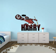 Load image into Gallery viewer, Hockey player Custom name wall decal, personalized sticker, personalized decal, wall sticker Hockey decor, Goalkeeper vinyl sticker, decal