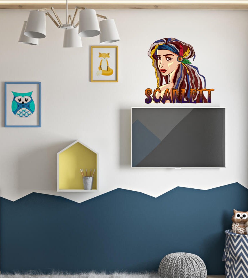 Wall decal art stickers Bohemian Girl, personalized sticker, personalized decal, Bohemian style, nursery decal baby stickers, decal Indian