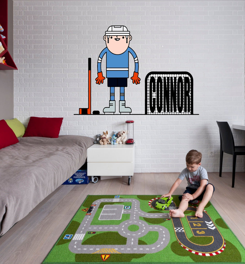 Hockey player Custom name wall decal, personalized sticker, personalized decal, wall sticker Hockey decor, Goalkeeper vinyl sticker, decal