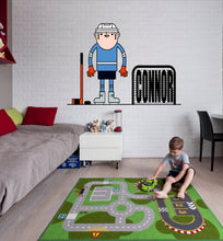 Load image into Gallery viewer, Hockey player Custom name wall decal, personalized sticker, personalized decal, wall sticker Hockey decor, Goalkeeper vinyl sticker, decal