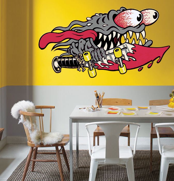 Wall Decal Art Stickers Skateboard, Wall Sticker Monster Decor, Skateboard Monster Vinyl Sticker, Monster Skate Stickers Skateboard -GD745