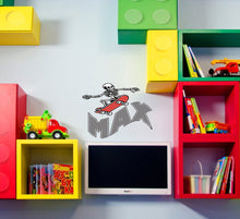 Load image into Gallery viewer, Custom name Wall sticker skateboard skeleton, skateboard wall decoration, wall sticker youth room wall sticker teenager, wall sticker GD748