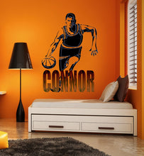 Load image into Gallery viewer, Basketball Custom name wall decal, personalized sticker, personalized decal, wall sticker Basketball player decor, Ball vinyl sticker, decal