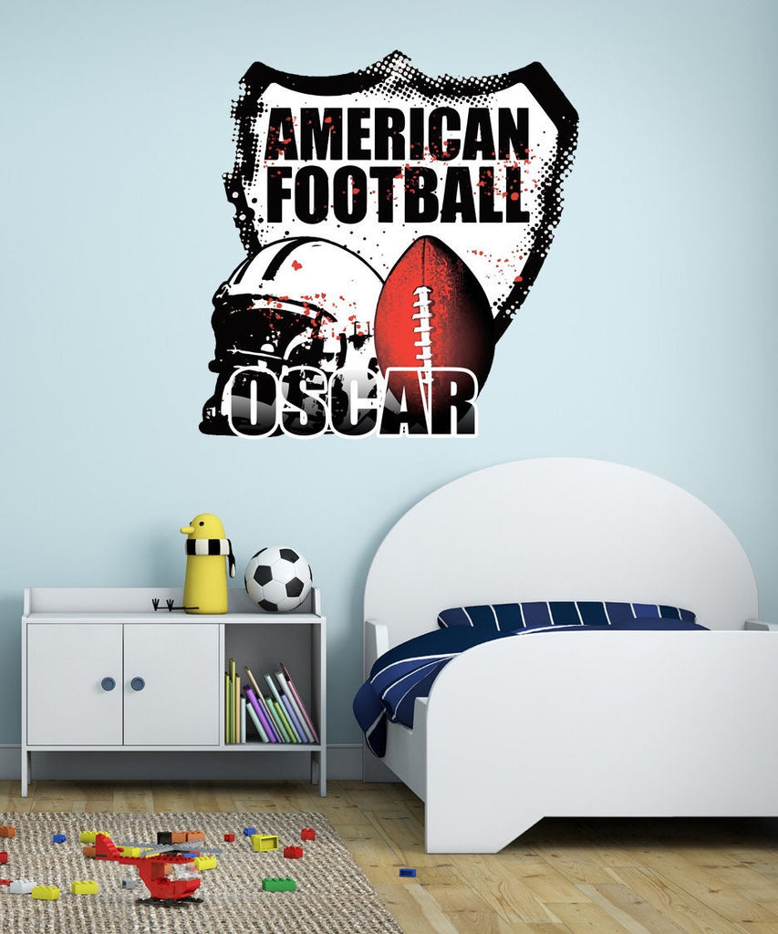 Personalized Custom Football and football helmet Wall Decal - Choose Your Name & Numbers Custom Player Jerseys Vinyl Decal Sticker-GD646
