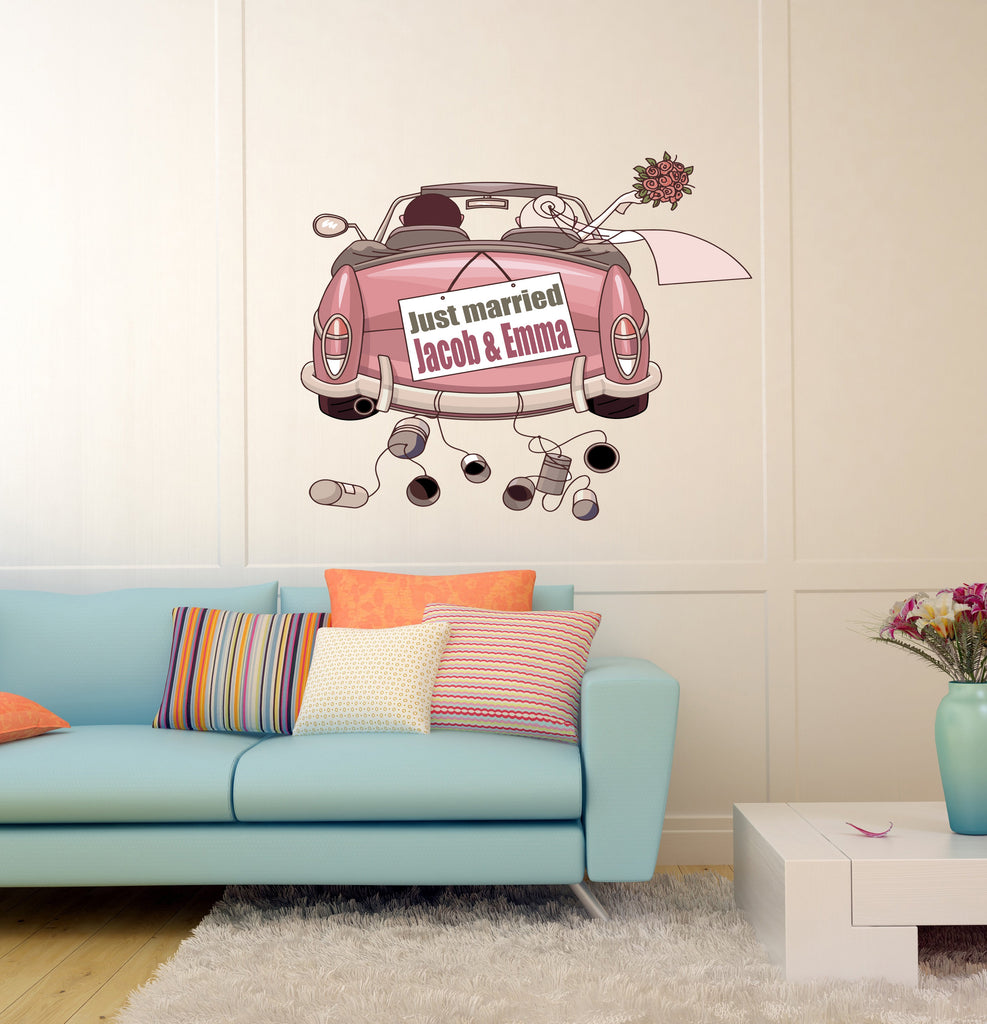 Newlyweds Custom name wall decal, personalized sticker, personalized decal, wall sticker Сar Newlyweds decor, Man and Wife vinyl sticker Car