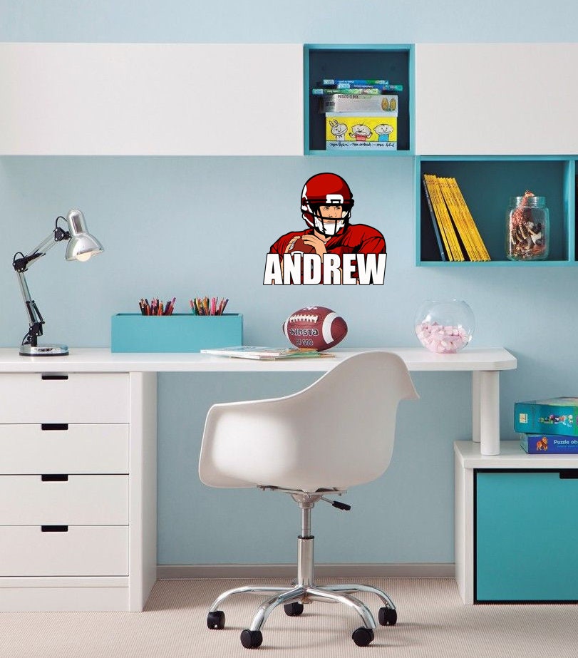 Personalized Custom Football Wall Decal - Choose Your Name & Numbers Custom Player Jerseys Vinyl Decal Sticker Decor Kids Bedroom-GD651