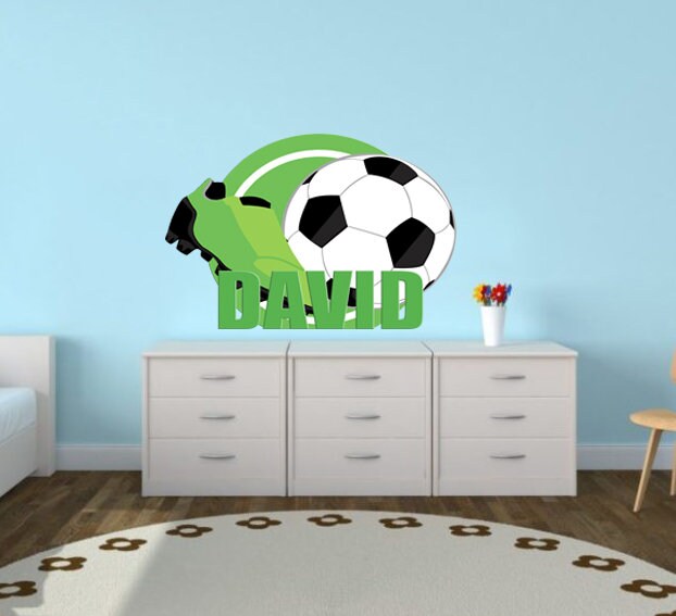Wall decal art stickers Football and soccer shoes, personalized sticker, Soccer stickers, nursery decal baby stickers, art decal Ball-GD654