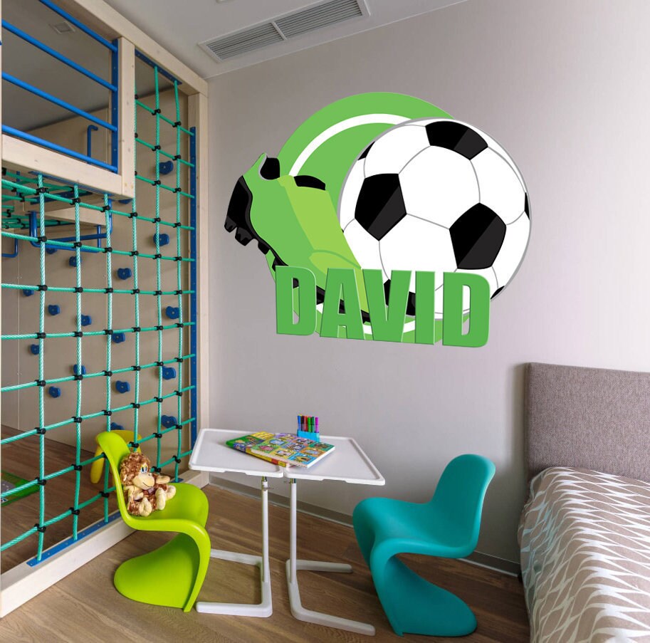 Wall decal art stickers Football and soccer shoes, personalized sticker, Soccer stickers, nursery decal baby stickers, art decal Ball-GD654