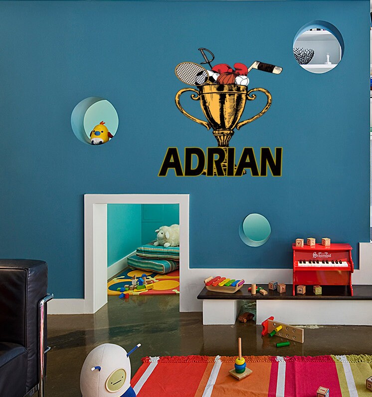 Winner Cup Custom name wall decal, personalized sticker, personalized decal, wall sticker Sports Cup decor, Player Cup vinyl sticker