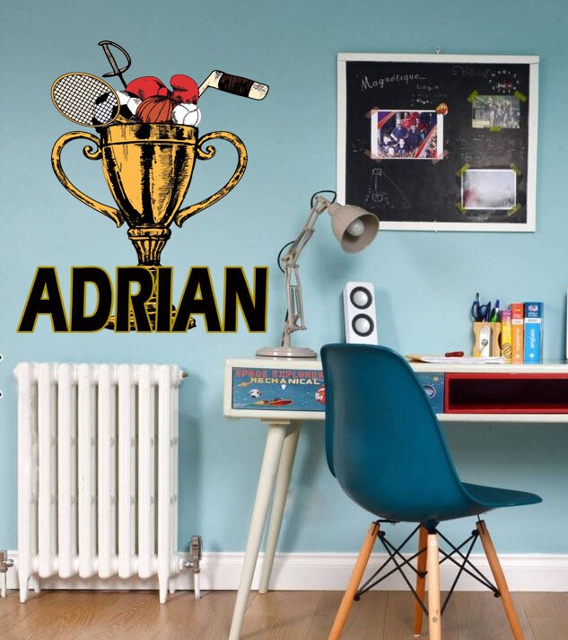 Winner Cup Custom name wall decal, personalized sticker, personalized decal, wall sticker Sports Cup decor, Player Cup vinyl sticker
