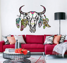 Load image into Gallery viewer, Bohemian Boho Cow Skull Taurus Sticker Cup Laptop car Bouquet Vinyl Decal Window Bumper Wall Graphic-GD661