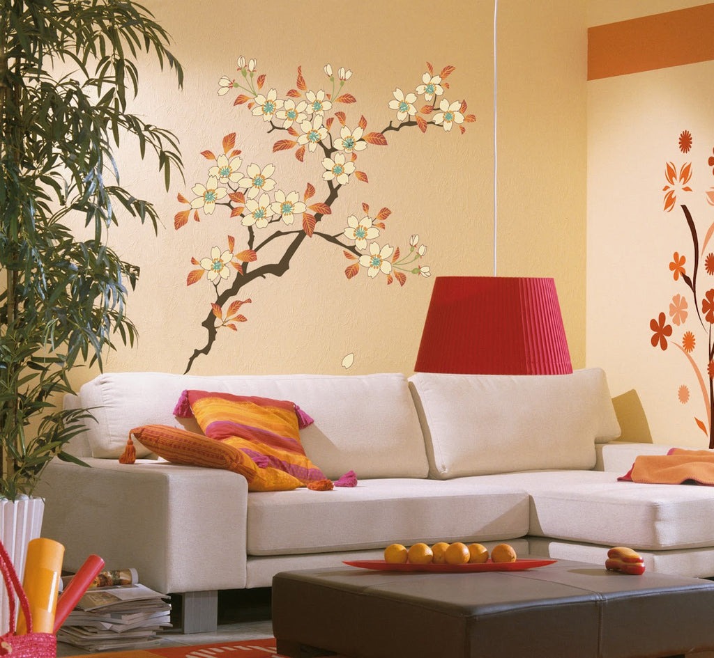 Wall decal art stickers Boho Sakura Branch, Wall sticker Bohemian style decor, Boho Tree vinyl sticker, baby stickers decal Boho Plant-GD667