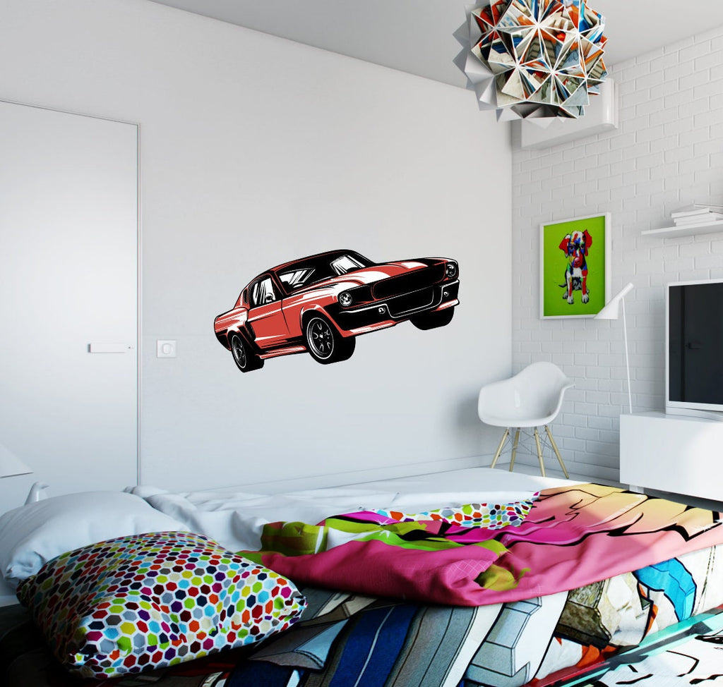 Wall decal art stickers Car, Wall sticker Racing Car decor, Red car vinyl sticker