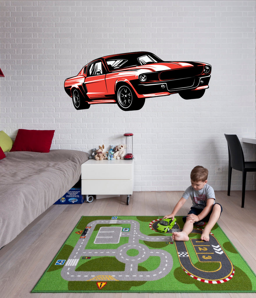 Wall decal art stickers Car, Wall sticker Racing Car decor, Red car vinyl sticker