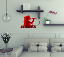 Load image into Gallery viewer, Microphone Custom name wall decal, personalized sticker, personalized decal, wall sticker mike Girl decor, Viewers Singer vinyl sticker
