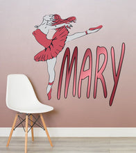 Load image into Gallery viewer, Ballerina Custom name wall decal, personalized sticker, personalized decal, wall sticker Dancer decor, Ballet dancer vinyl Ballet sticker