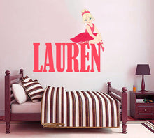 Load image into Gallery viewer, Ballerina Custom name wall decal, personalized sticker, personalized decal, wall sticker Dancer decor, Ballet dancer vinyl Ballet sticker