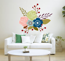 Load image into Gallery viewer, Vintage Peony Wall Decal Flowers Leaves Peel Stick Wall Decal Sticker Nursery Decor,Bedroom Living Room Art,custom stickers GD600