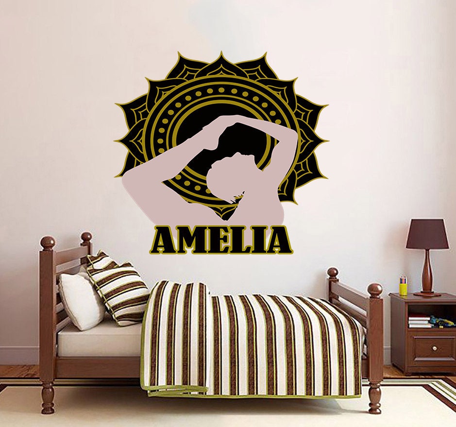 Mandala Custom name wall decal personalized sticker, personalized decal wall sticker Meditation decor, Girl Yoga vinyl Mandala sticker GD690