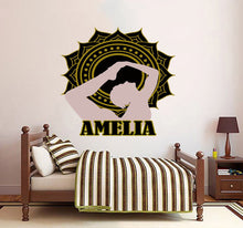 Load image into Gallery viewer, Mandala Custom name wall decal personalized sticker, personalized decal wall sticker Meditation decor, Girl Yoga vinyl Mandala sticker GD690
