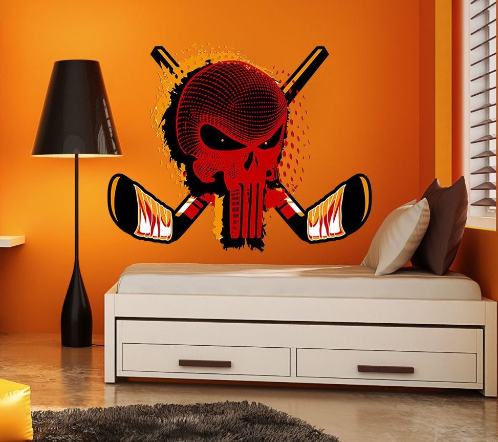 Wall decal art stickers Hockey, Wall sticker Hockey Goalie decor, Hockey vinyl sticker, Hockey Mask stickers Goalkeeper Hockey decal, GD691