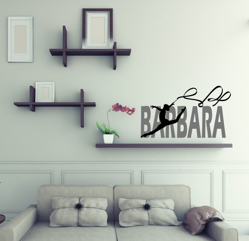 Gymnast Custom name wall decal, personalized sticker, Gymnastic Stickers, wall sticker Dancer decor, Gymnastics dancer vinyl Gym sticker