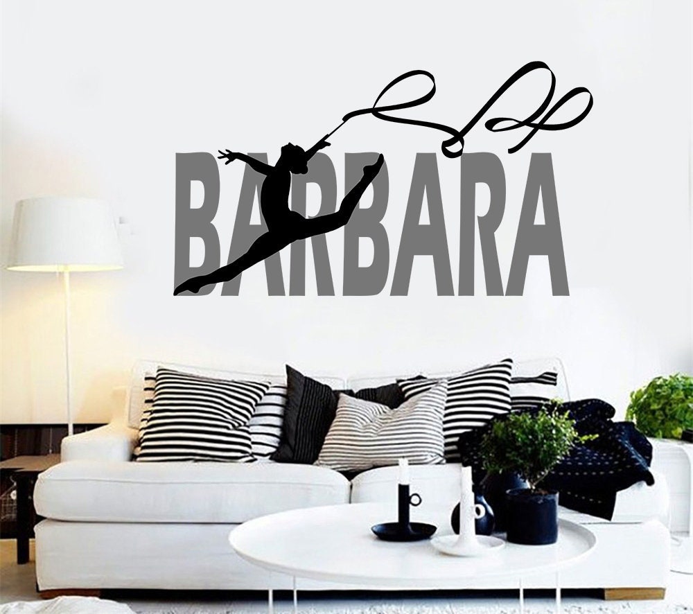 Gymnast Custom name wall decal, personalized sticker, Gymnastic Stickers, wall sticker Dancer decor, Gymnastics dancer vinyl Gym sticker
