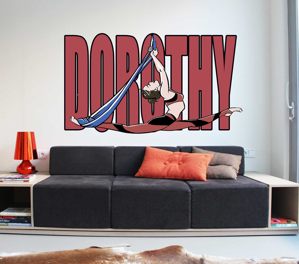 Aerial Canvas Custom name wall decal, personalized sticker, personalized decal, Aerial acrobatics vinyl sticker- GD702