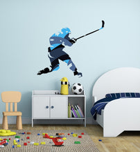 Load image into Gallery viewer, Hockey Player Wall Decal, Personalized Hockey Wall Decal, Player Hockey Shot Vinyl Decal Sticker Kids Bedroom Decor players Bedroom-GD704