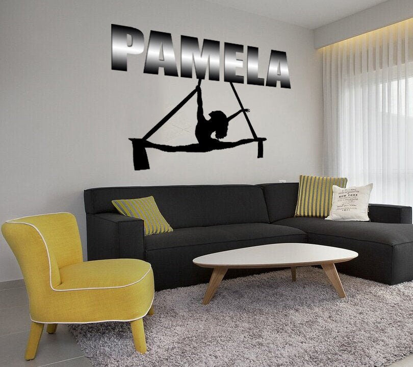 Vinyl Wall Decal Aerial Silk Acrobatics Performance Girl Stickers Large Decor, wall decor living room, boho wall decal-GD706